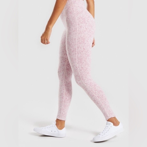 Gymshark Womens Dry Fleur Texture Leggings - Dusky Pink Marl Size M - Picture 2 of 12